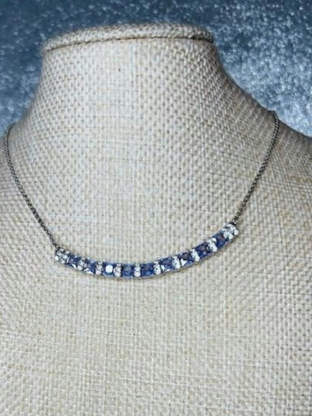 Bomb Party Bar Necklace Lavender Topaz CZ Necklace on Rhodium NK33092